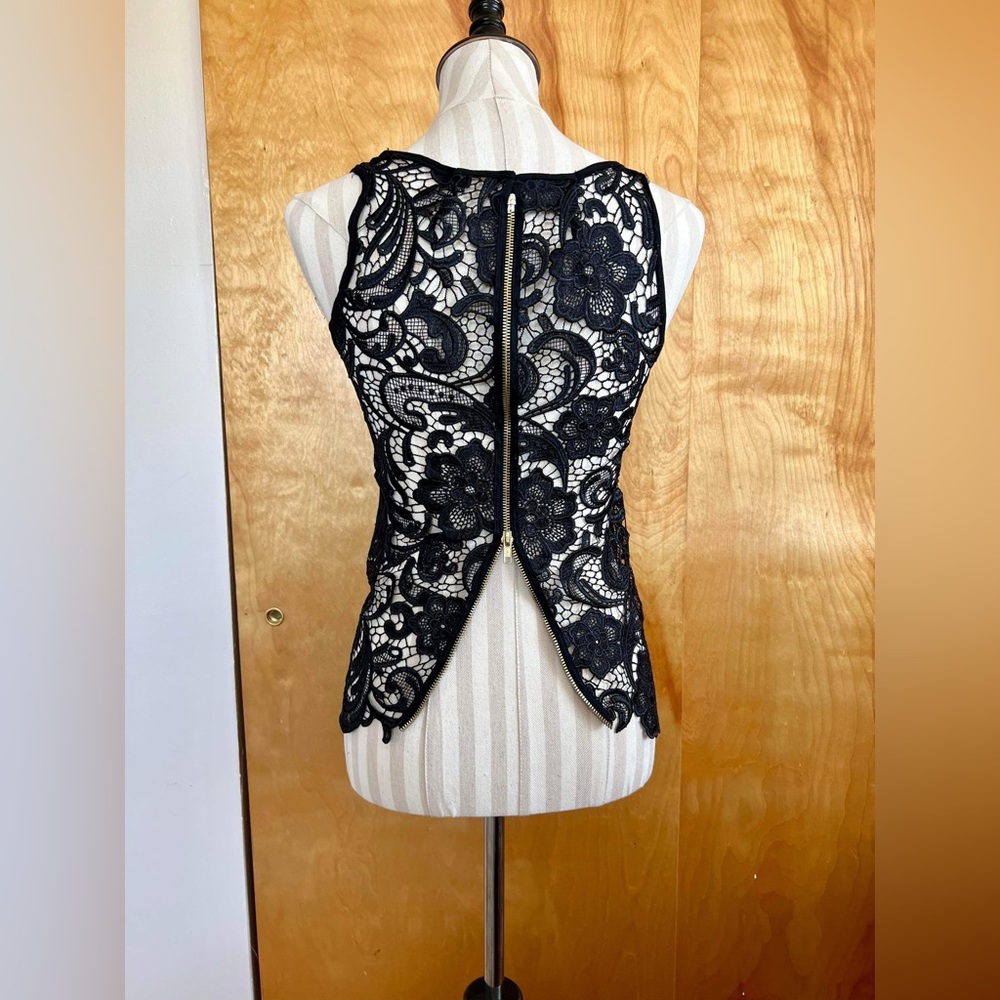 Handmade black tank top with lace back
